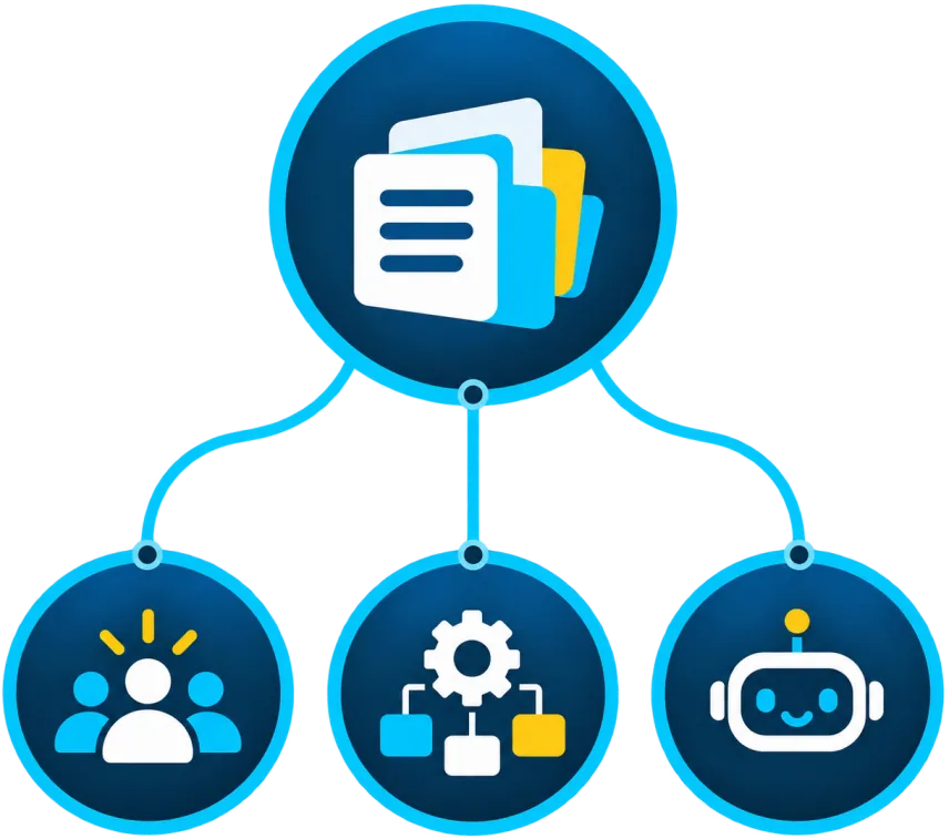 Organizational knowledge connected to people, AI, and processes